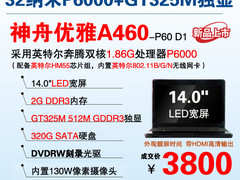 32纳米双核+GT325M独显 神舟A460才3800