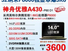引爆3K6 32纳米芯独显神舟A430-P60上市