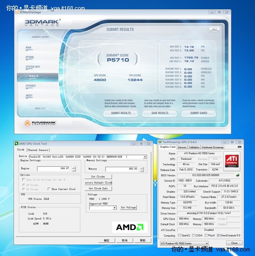 显卡超频测试：核心暴走850Mhz