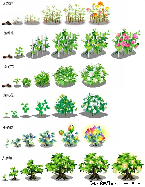 QQ农场加工坊合成作物成长过程的全景图