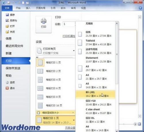 能伸能屈 Word 2010按纸张大小缩放打印