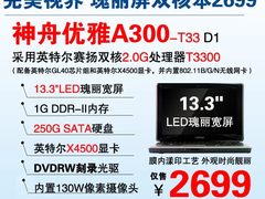 出手要快 神舟瑰丽屏双核本A300卖2699