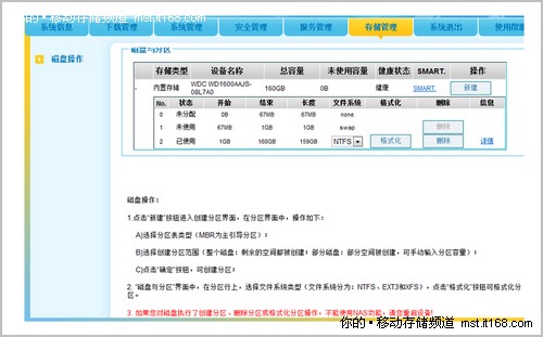 WEB管理页面的界面