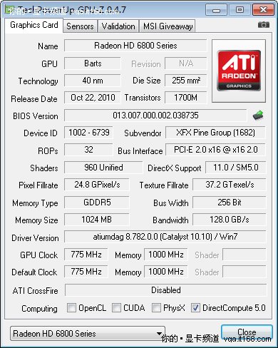 Radeon HD 6870/6850产品规格参数