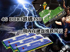 4G DDR3跌破350 一周内存硬盘涨跌风云 
