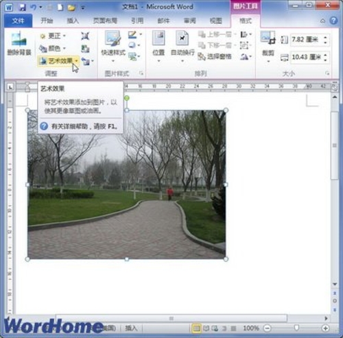 在Word 2010文档中为图片设置艺术效果