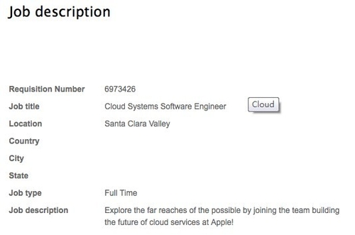 苹果招聘云系统工程师 建下一代云服务