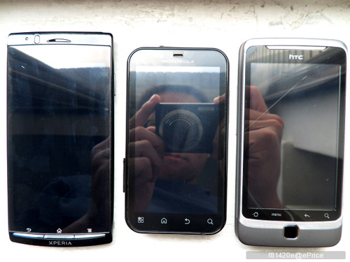 Xperia Arc，Defy，Desire Z对比