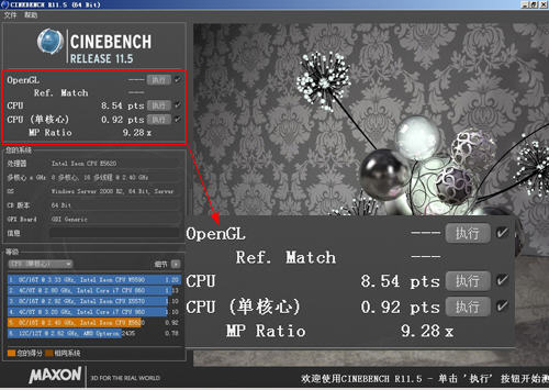 CineBench R10性能测试