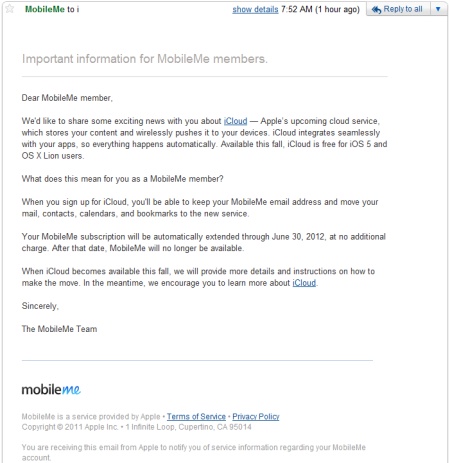 苹果MobileMe将于明年6月30日停止服务