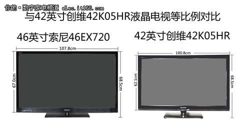 索尼KDL-46EX720尺寸图片示意