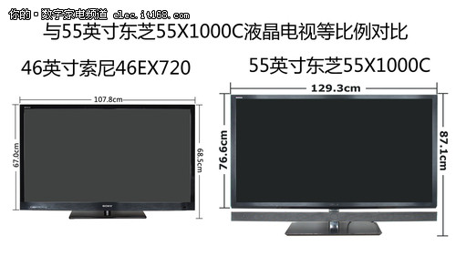 索尼KDL-46EX720尺寸图片示意