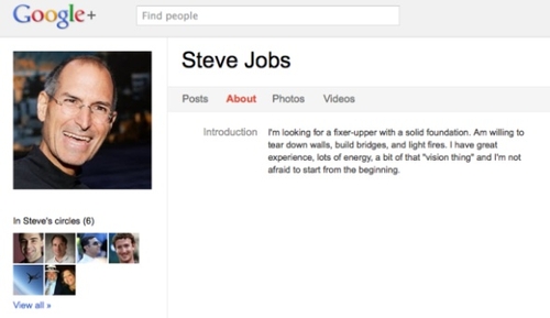 是真是假 苹果CEO乔布斯也加入Google+