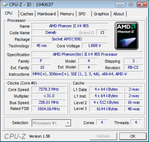 刷新AMD平台纪录 955BBE版狂超7328MHz