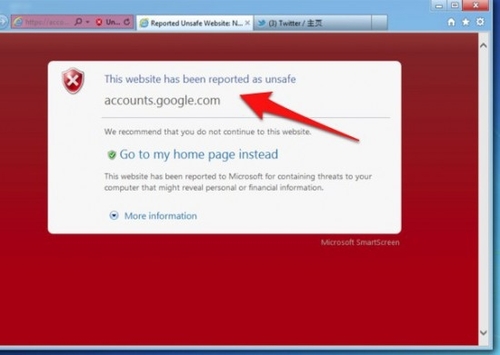 IE浏览器说 Google帐户登录界面不安全