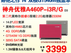 娇艳之作 神舟14吋i3独显本A460P售3399