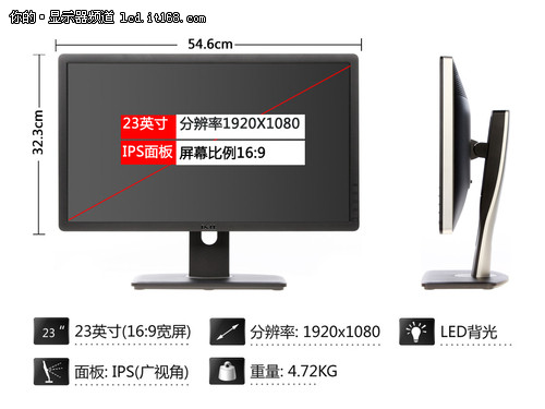 IPS+LED大屏 戴尔U2312HM