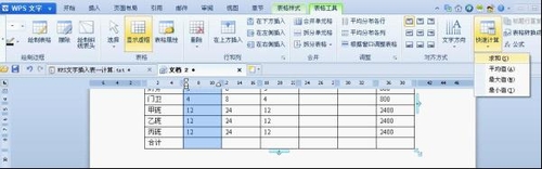 实用小技巧：WPS文字插入表格快速计算