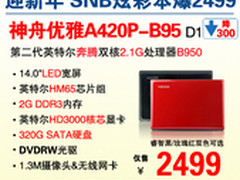 炫彩新年 神舟SNB双核本A420P降杀2499