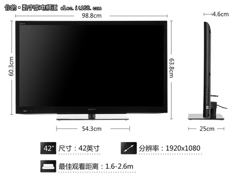 索尼KLV-42EX410液晶电视外观+接口介绍