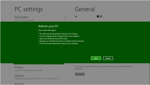 一键重装系统 微软Windows 8引入新功能