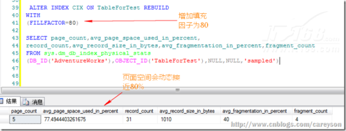 SQL Server索引中的碎片和填充因子(1)