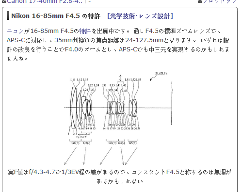 真是恒定F4光圈 尼康16-85镜头专利曝光