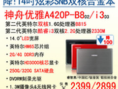 合金衣 神舟SNB双核本A420P-B8热销2399
