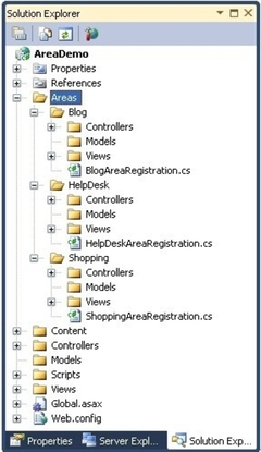 ASP.NET MVC中的Area分层模块处理