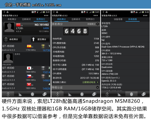 核心硬件：1.5GHz双核处理器+1GB RAM