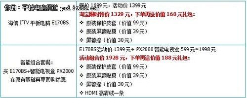 海信E170BS直降300再送超值原装礼包