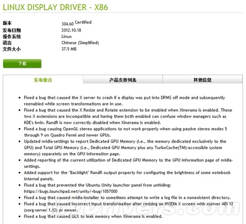 [下载]NVIDIA显卡Linux驱动更新304.60
