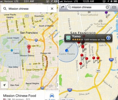谷歌地图胜过苹果地图5大方面 搜索更细
