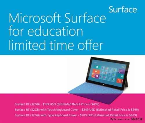 微软新福利Surface RT学生价199美元