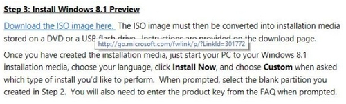 Windows 8.1预览版下载链接已经出现