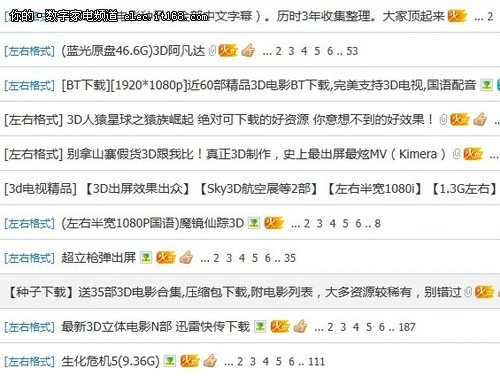 让3D电视活起来 细数多种3D片源的来源