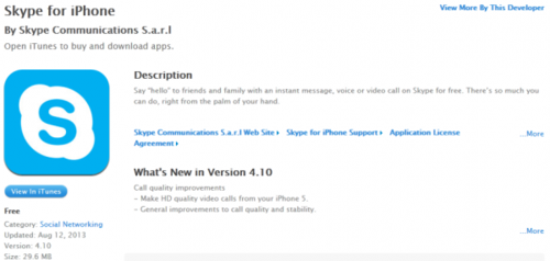 iOS版Skype应用更新:高清视频 优质通话