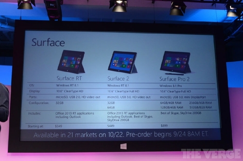 1080p屏幕有银色版 微软发布Surface 2