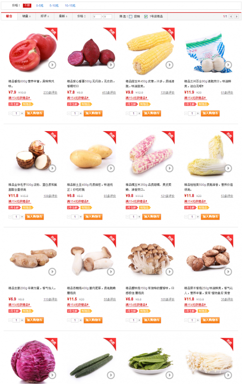 1号店北京生鲜上线蔬菜品类