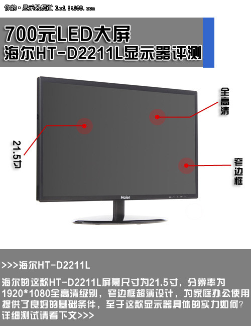 700元LED大屏 海尔HT-D2211L显示器评测