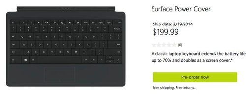 Surface Power Cover键盘开始预定