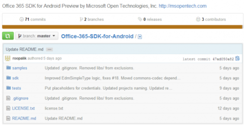 微软发布开源Office 365 Android SDK