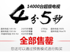 1.4万台乐视TV超级电视商城4分05秒售罄