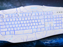 白色时尚炫光爆裂纹游戏键盘白色纪念版