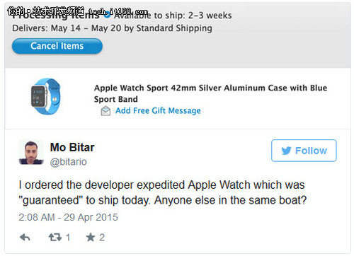 苹果失约 开发者的Apple Watch无法送达