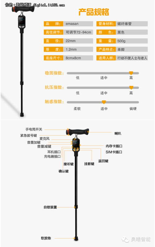 爸妈散步好帮手——爱之森爱心智能拐杖