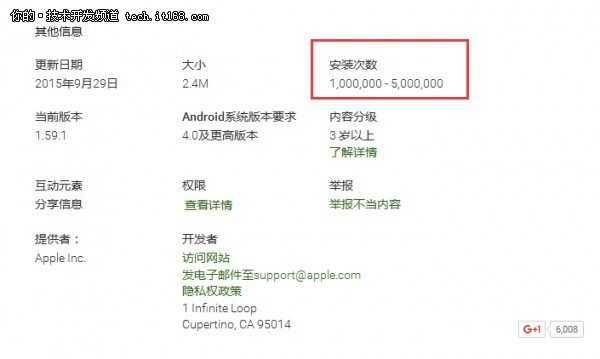 苹果首款安卓应用安装次数突破100万