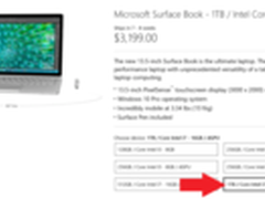 微软上架顶配Surface Book 1TB固态硬盘