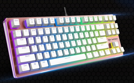 苹果金属风 雷柏V500RGB玫瑰金机械键盘