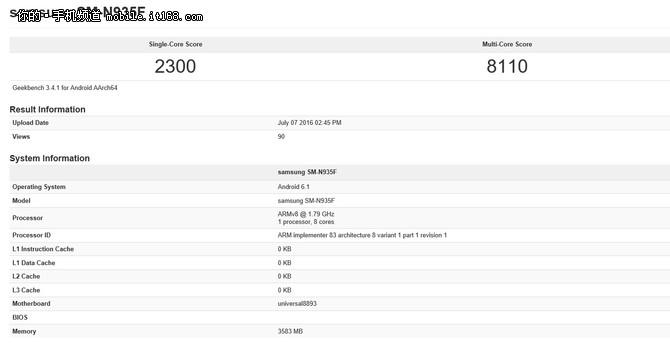 三星Note 7 edge跑分曝光 秒杀高通821-最新科